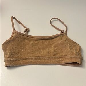 Aerie Shimmering Gold Bandeau swim top